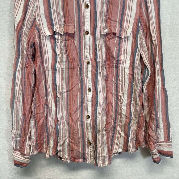 Hollister Pink & White Striped Long Sleeve Button Down Shirt Size S‎ - Picture 3 of 8